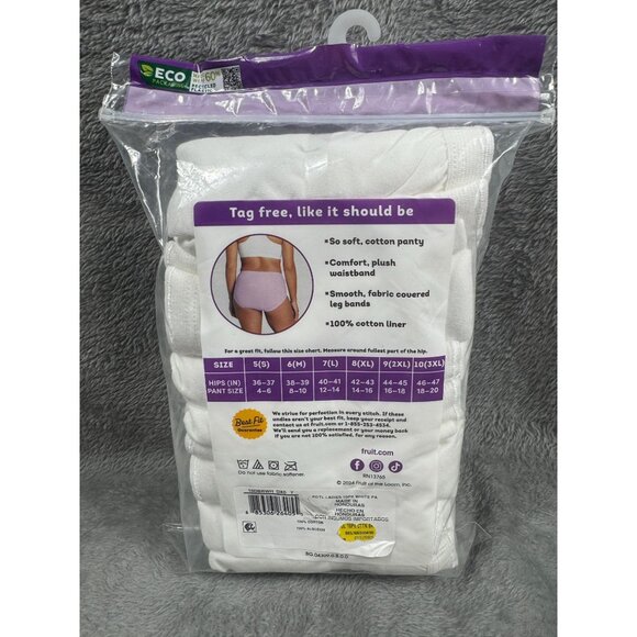 Fruit Of The Loom Womens Cotton Briefs 10 Pack Size 7/L White Eversoft Breathabl - Picture 4 of 4